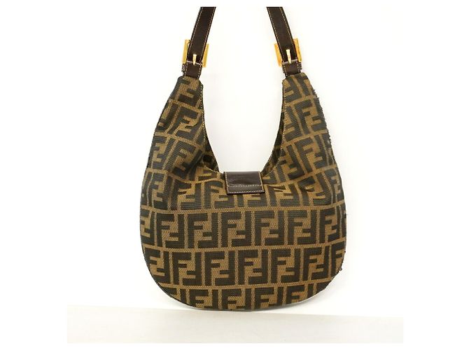 Fendi Zucca Schultertasche aus Nylon und Canvas Braun - Ansicht 9