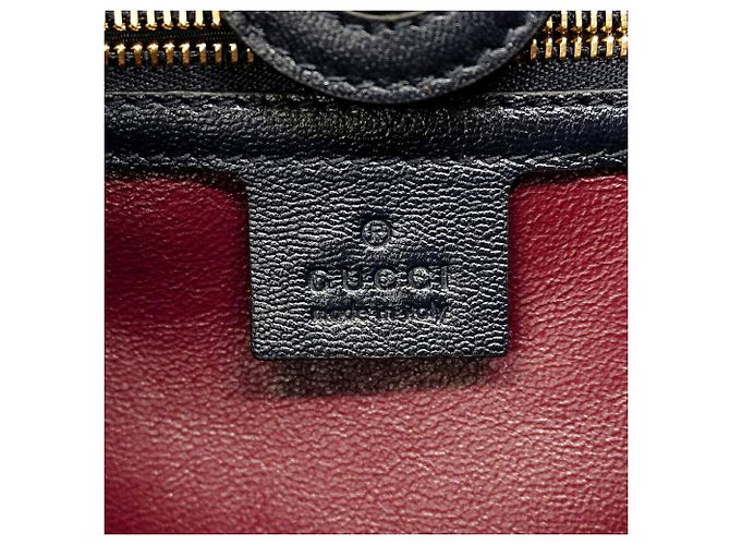 Borsa Tote Gucci Horsebit Beige e Blu Navy in Pelle e Tela - vista 5
