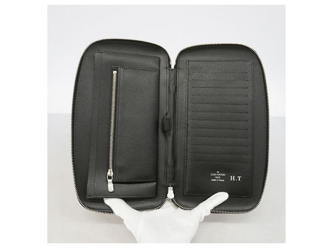 Portafoglio Long Organizer Louis Vuitton Taiga Grigio - vista 3