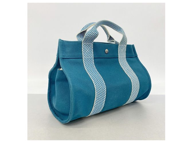 Hermès Hermes Cannes PM Canvas Tote Bag Blue - view 2