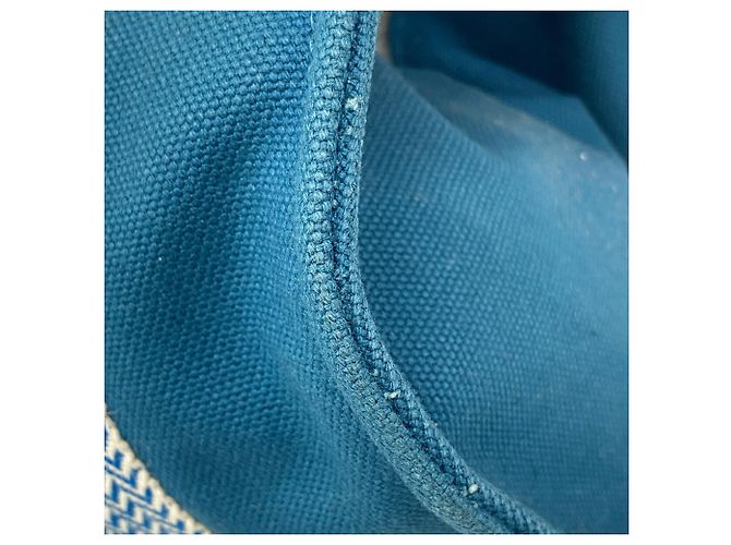 Hermès Hermes Cannes PM Canvas Tote Bag Blue - view 7