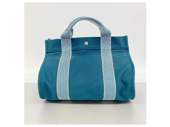 Hermès Hermes Cannes PM Canvas Tote Bag Blue - view 9