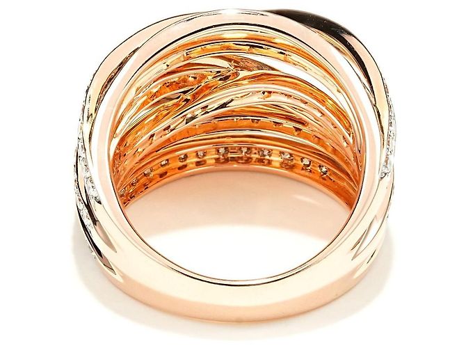 Autre Marque Multiband Crossover Ring Roségold 750/18K Diamant Pavé Gr. 56 Massiv Luxus Golden - Ansicht 3