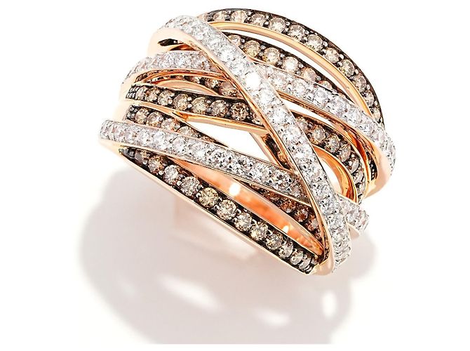 Autre Marque Multiband Crossover Ring Roségold 750/18K Diamant Pavé Gr. 56 Massiv Luxus Golden - Ansicht 6