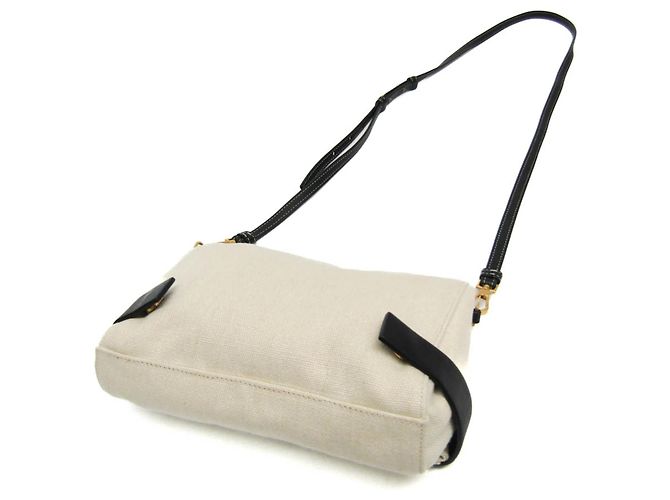 Bottega Veneta Fold Over Canvas with Leather Beige - vue 2