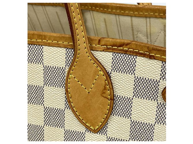 Borsa Tote Louis Vuitton Damier Azur Neverfull PM Bianco - vista 10