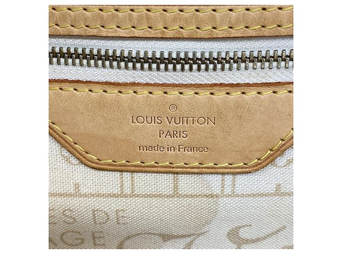 Borsa Tote Louis Vuitton Damier Azur Neverfull PM Bianco - vista 5
