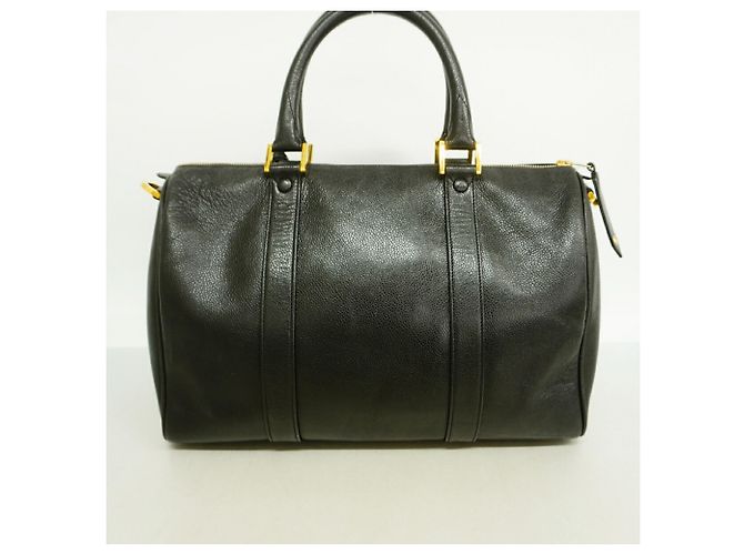 Borsa Boston Chanel in pelle di vitello martellata nera Nero - vista 10