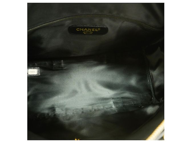 Borsa Boston Chanel in pelle di vitello martellata nera Nero - vista 4