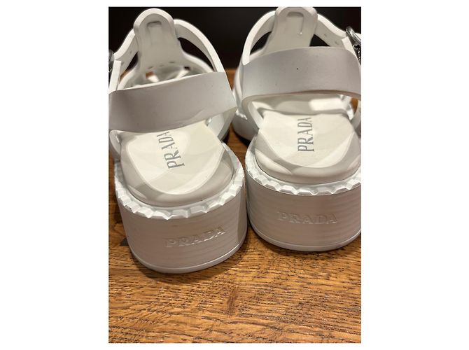 Prada Sandali Jelly in gomma bianca Bianco - vista 4