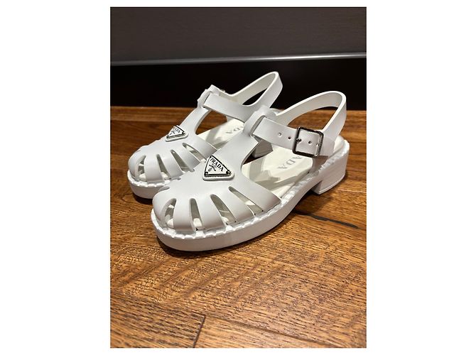 Prada Sandali Jelly in gomma bianca Bianco - vista 5