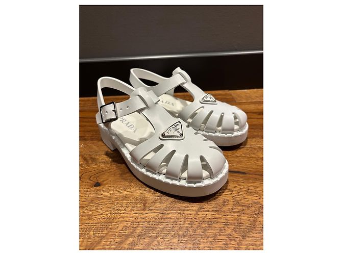 Prada Sandali Jelly in gomma bianca Bianco - vista 6