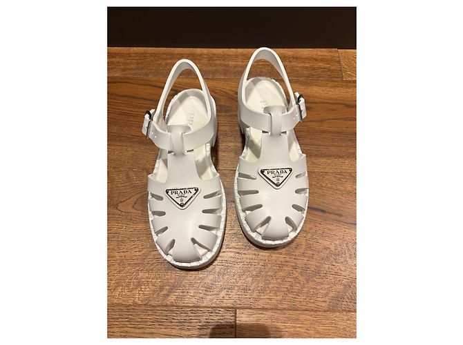 Prada Sandali Jelly in gomma bianca Bianco - vista 7