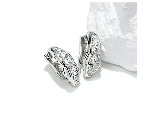 Bulgari Serpenti Viper Orecchini a Lobo Oro Bianco 750/18K Pavé Diamanti 1,50 ct Lusso Argento - vista 2