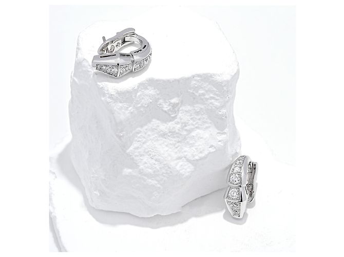 Bulgari Serpenti Viper Orecchini a Lobo Oro Bianco 750/18K Pavé Diamanti 1,50 ct Lusso Argento - vista 3