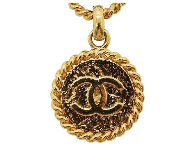 Chanel Cinturón de cadena Vintage CC Double Chain Loop Medallion Chain Belt GP Dorado - vista 4