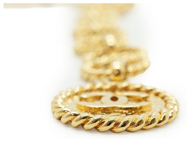 Chanel Cinturón de cadena Vintage CC Double Chain Loop Medallion Chain Belt GP Dorado - vista 6