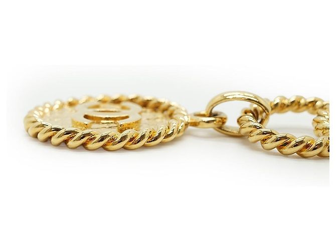 Chanel Cinturón de cadena Vintage CC Double Chain Loop Medallion Chain Belt GP Dorado - vista 7