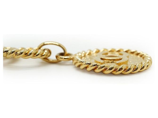 Chanel Cinturón de cadena Vintage CC Double Chain Loop Medallion Chain Belt GP Dorado - vista 8