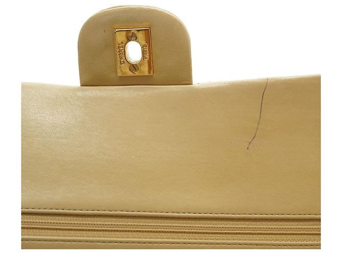 Chanel Borsa a tracolla con catena Double Flap Matelasse 25 in pelle d'agnello Beige - vista 12