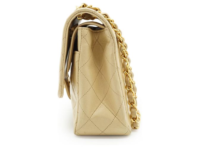 Chanel Borsa a tracolla con catena Double Flap Matelasse 25 in pelle d'agnello Beige - vista 5