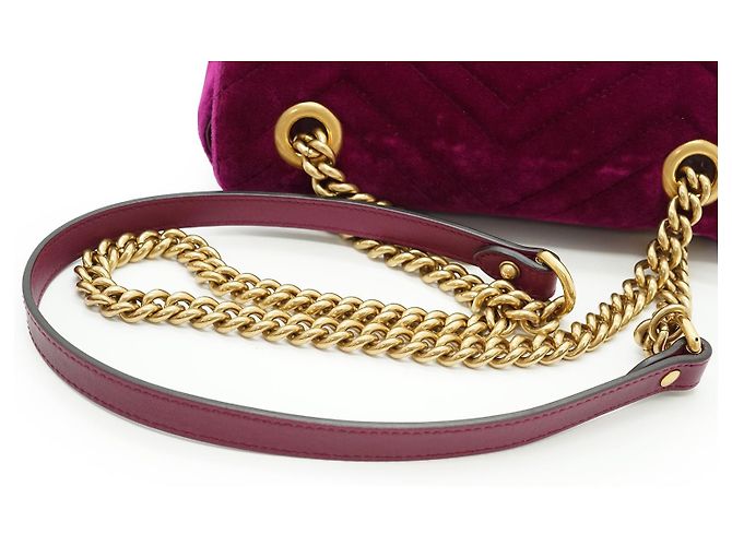 Gucci GG Marmont Mini-Schultertasche aus Samt mit Kette Pink Lila - Ansicht 10