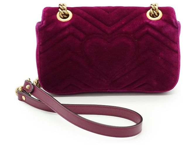 Gucci GG Marmont Mini-Schultertasche aus Samt mit Kette Pink Lila - Ansicht 2