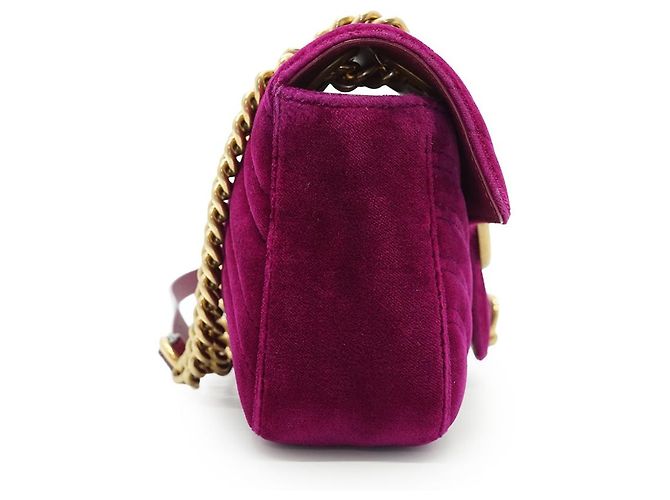 Gucci GG Marmont Mini-Schultertasche aus Samt mit Kette Pink Lila - Ansicht 4