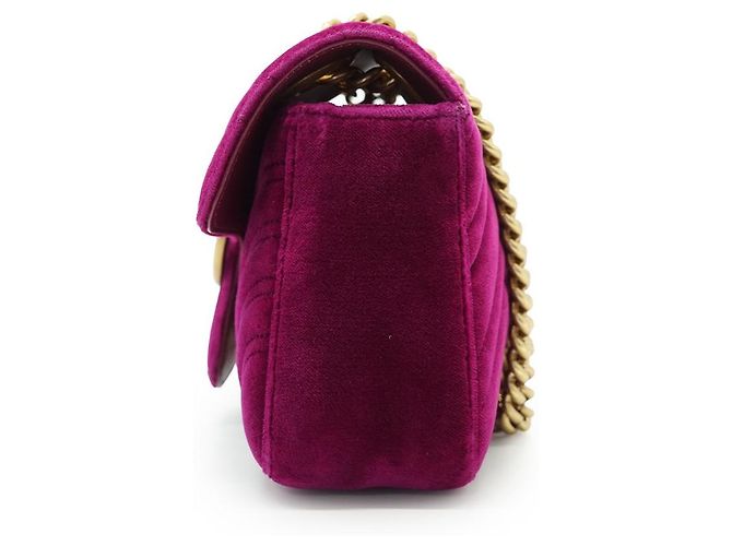 Gucci GG Marmont Mini-Schultertasche aus Samt mit Kette Pink Lila - Ansicht 5