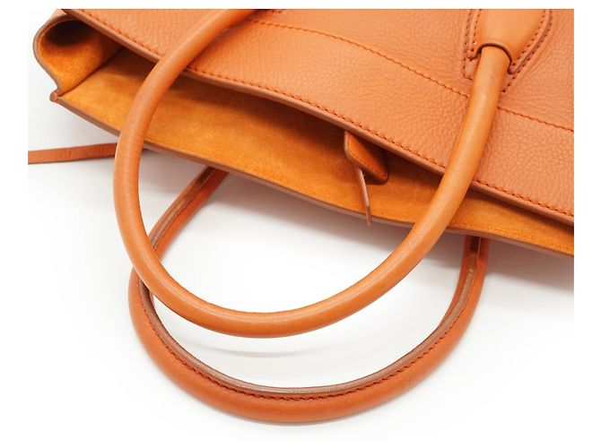 Céline  mala Tote Média Phantom em pele de vitela drummed Laranja - vista 10