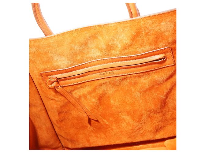 Céline  mala Tote Média Phantom em pele de vitela drummed Laranja - vista 11
