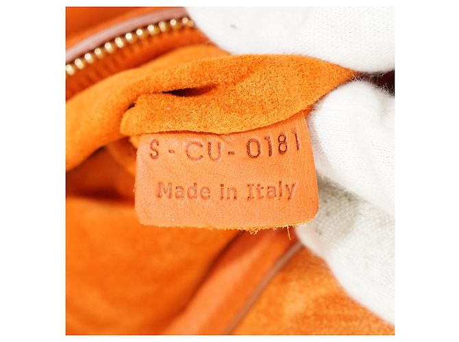 Céline  mala Tote Média Phantom em pele de vitela drummed Laranja - vista 15
