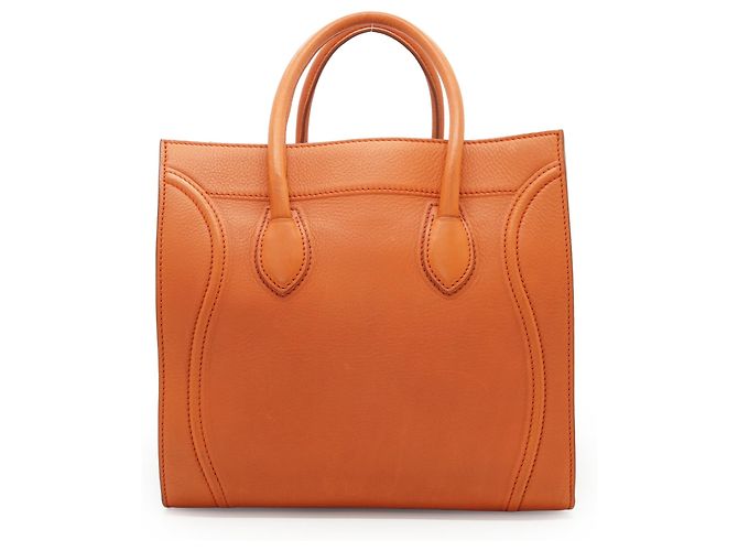 Céline  mala Tote Média Phantom em pele de vitela drummed Laranja - vista 2