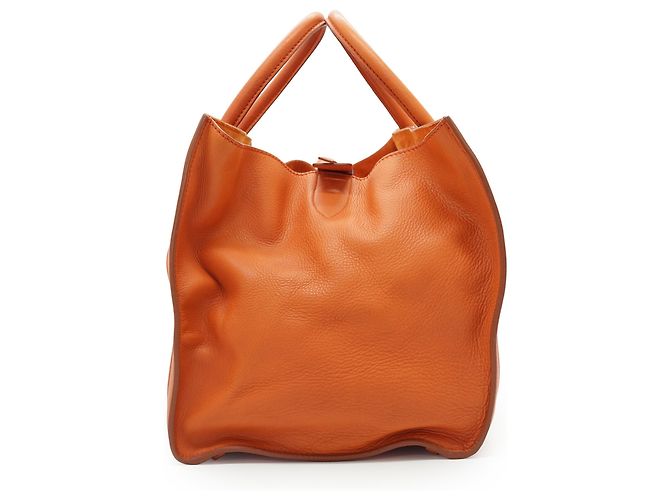 Céline  mala Tote Média Phantom em pele de vitela drummed Laranja - vista 3