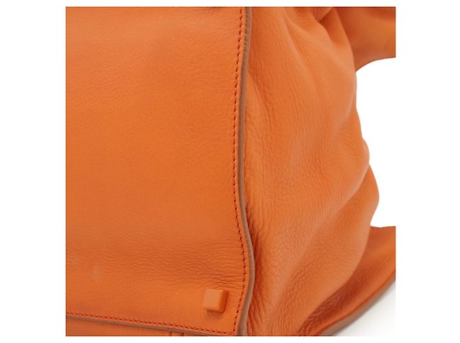 Céline  mala Tote Média Phantom em pele de vitela drummed Laranja - vista 7