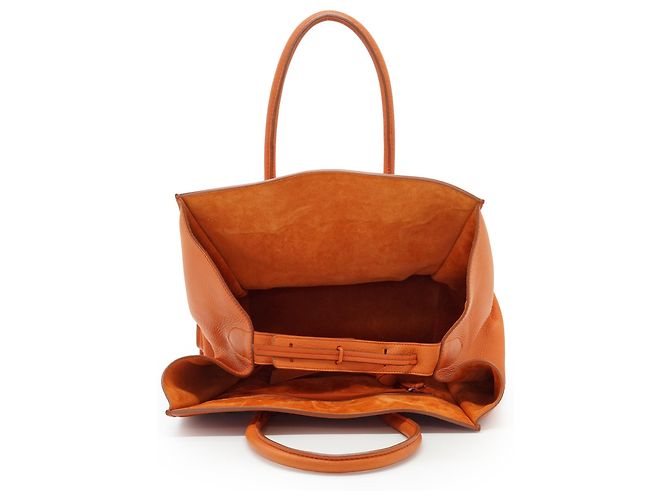 Céline  mala Tote Média Phantom em pele de vitela drummed Laranja - vista 8