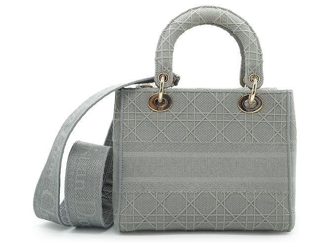 Lady Dior Medium Cannage D-Lite Gris - vista 2