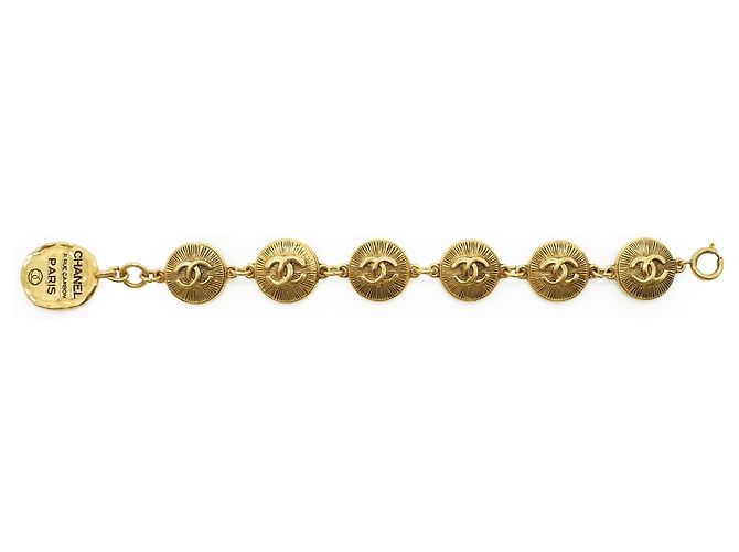 Chanel Bracciale Medaglione Vintage CC Starburst 31 Rue Cambon Paris D'oro - vista 2