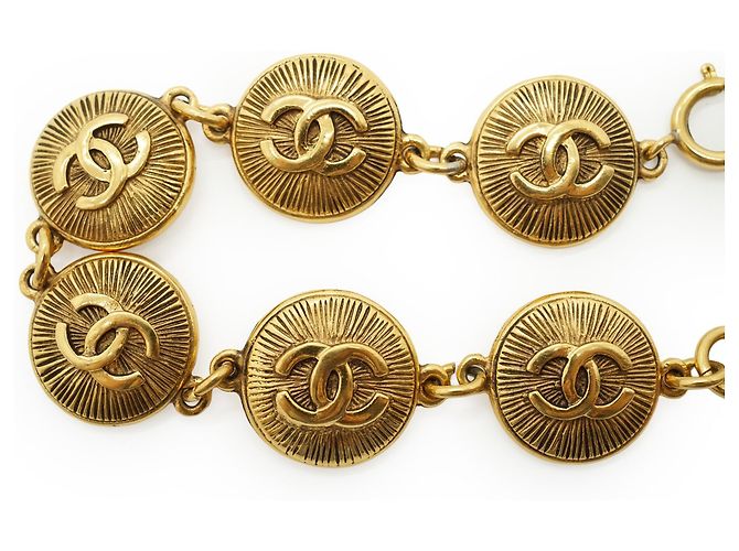 Chanel Bracciale Medaglione Vintage CC Starburst 31 Rue Cambon Paris D'oro - vista 6