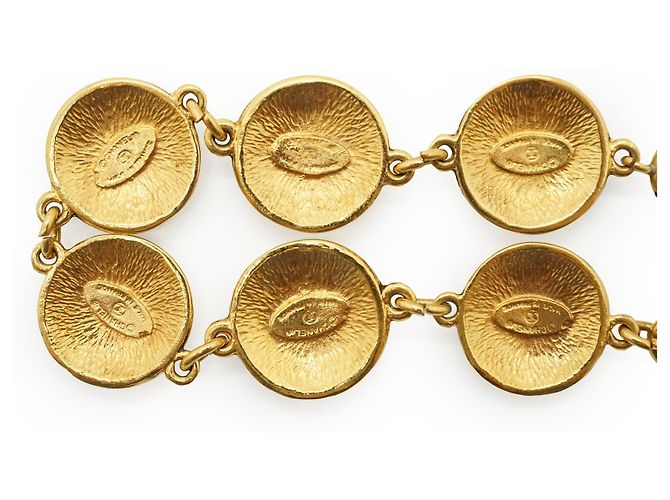 Chanel Bracciale Medaglione Vintage CC Starburst 31 Rue Cambon Paris D'oro - vista 7