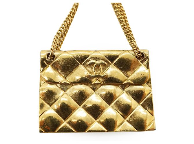 Chanel Spilla pendente Vintage 31 Rue Cambon Paris Matelasse Classic Bag D'oro - vista 3