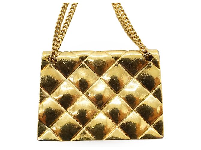 Chanel Spilla pendente Vintage 31 Rue Cambon Paris Matelasse Classic Bag D'oro - vista 4