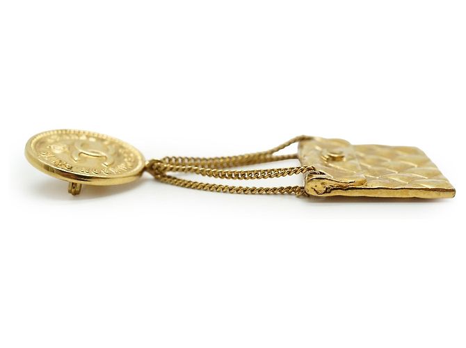 Chanel Spilla pendente Vintage 31 Rue Cambon Paris Matelasse Classic Bag D'oro - vista 7