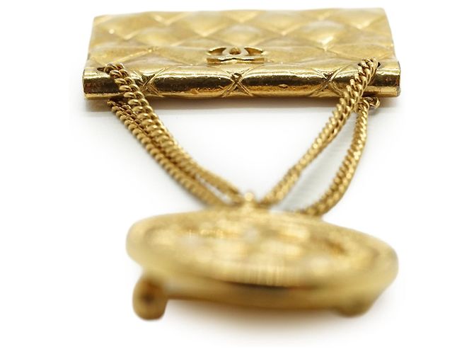 Chanel Spilla pendente Vintage 31 Rue Cambon Paris Matelasse Classic Bag D'oro - vista 8