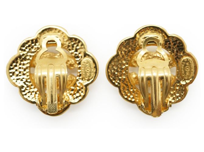 Chanel Vintage CC Cut-out Scalloped Flower Clip-on Earrings GP Golden - view 2