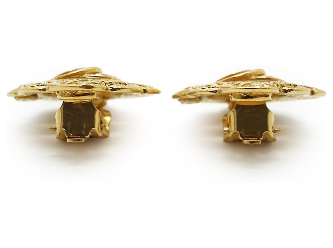 Chanel Vintage CC Cut-out Scalloped Flower Clip-on Earrings GP Golden - view 5