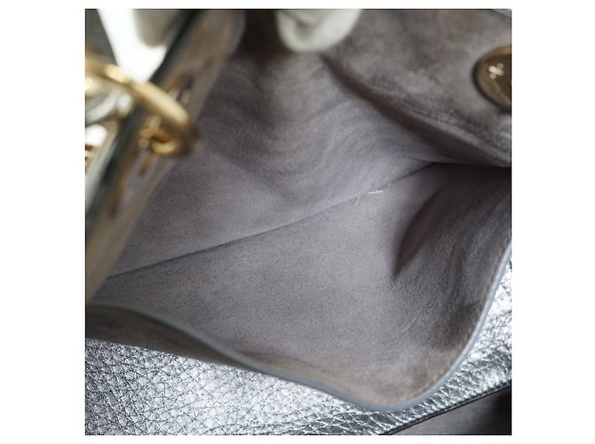 Lady Dior My ABCDior Cannage Supple Metallic Lambskin Medium Silber Grau - Ansicht 17