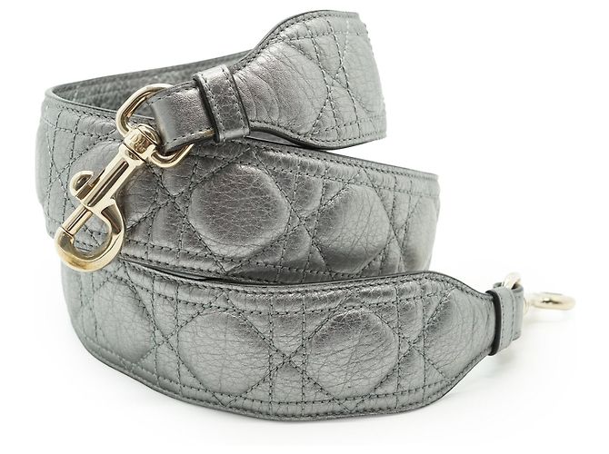 Lady Dior My ABCDior Cannage Supple Metallic Lambskin Medium Silber Grau - Ansicht 22