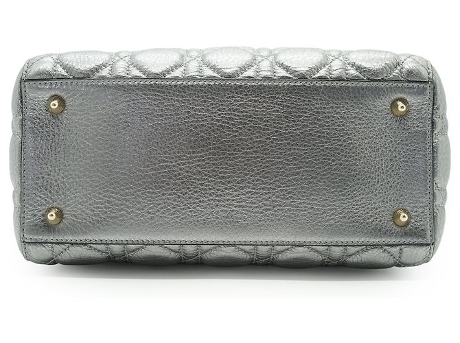 Lady Dior My ABCDior Cannage Supple Metallic Lambskin Medium Argenté Gris - vue 5
