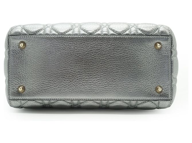 Lady Dior My ABCDior Cannage Supple Metallic Lambskin Medium Argenté Gris - vue 6